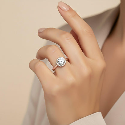 1.10Ctw Moissanite Believe Single Halo Ring
