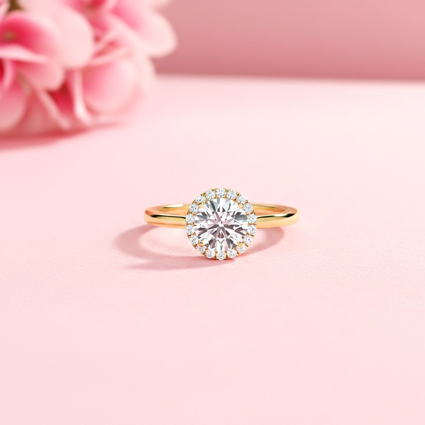 1.10Ctw Moissanite Believe Single Halo Ring