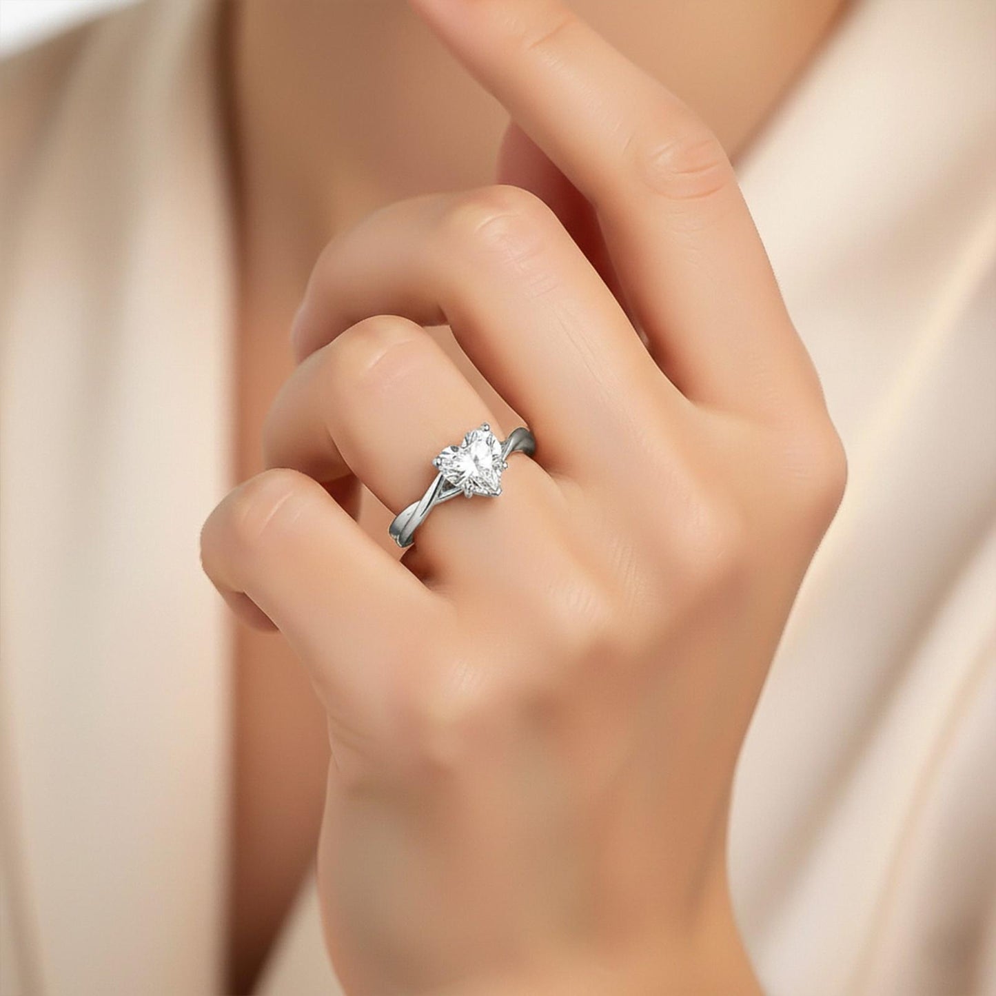 1Ctw Moissanite Infinity Twist Heart Engagement Ring
