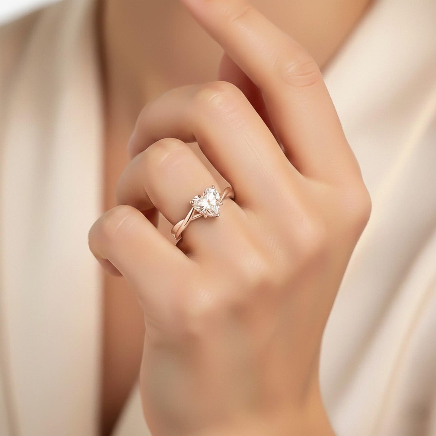 1Ctw Moissanite Infinity Twist Heart Engagement Ring