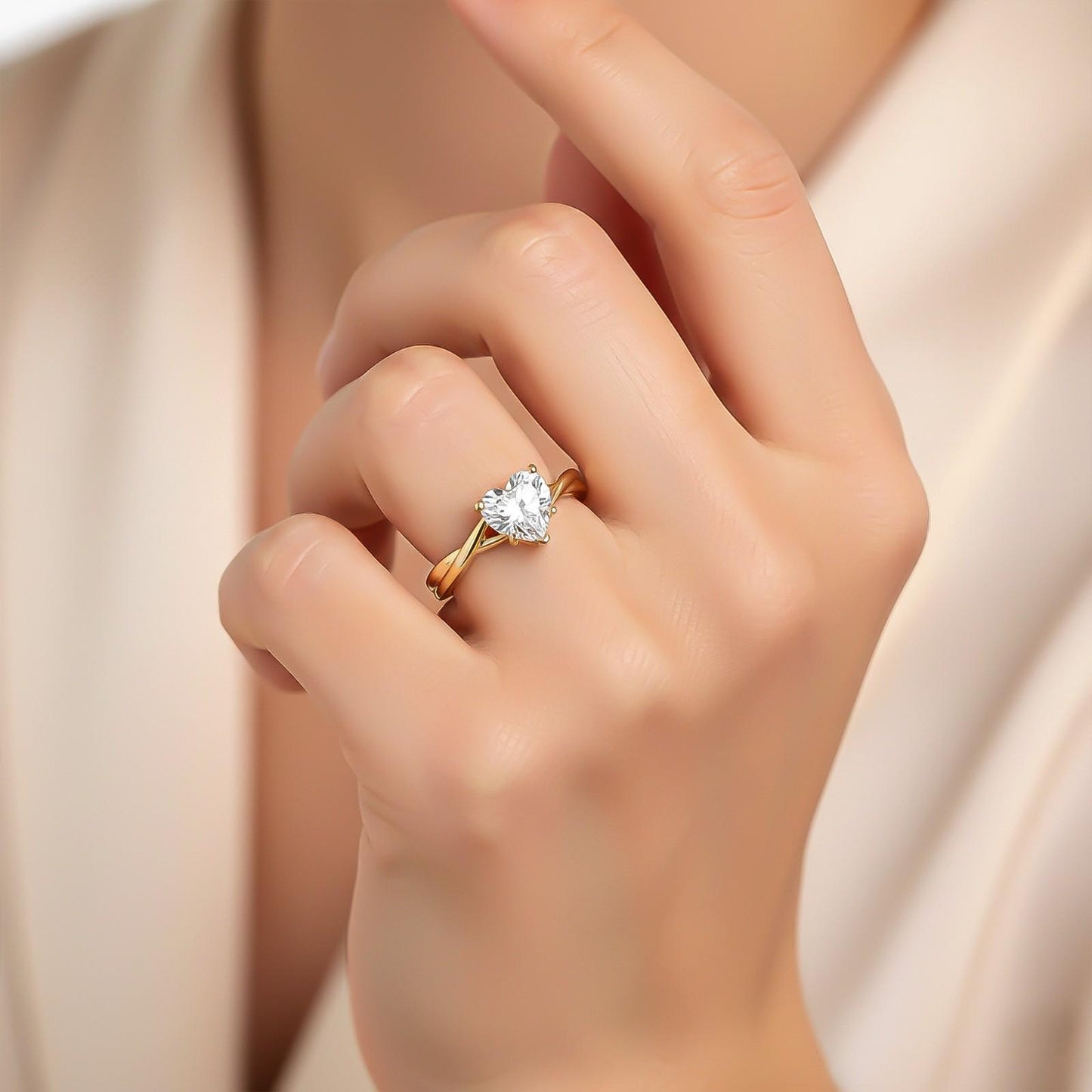 1Ctw Moissanite Infinity Twist Heart Engagement Ring