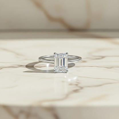 1Ctw Moissanite Cherry Modern Emerald Ring