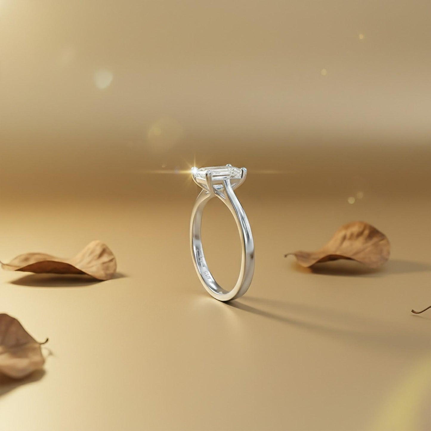 1Ctw Moissanite Cherry Modern Emerald Ring
