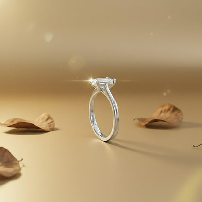 1Ctw Moissanite Cherry Modern Emerald Ring