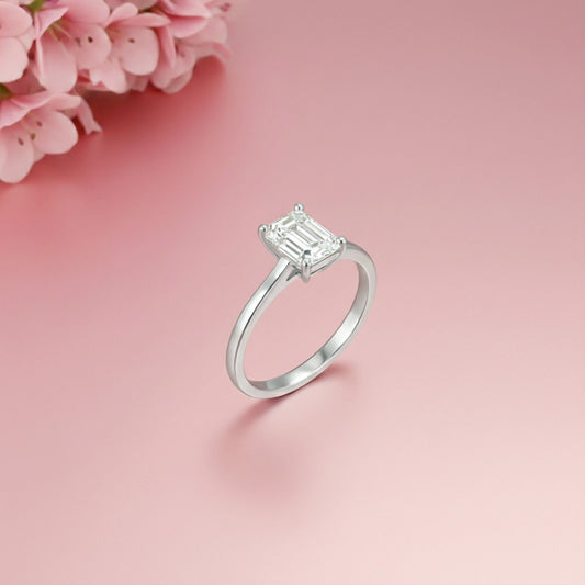 1Ctw Moissanite Cherry Modern Emerald Ring