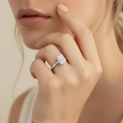 1Ctw Moissanite Cherry Modern Emerald Ring