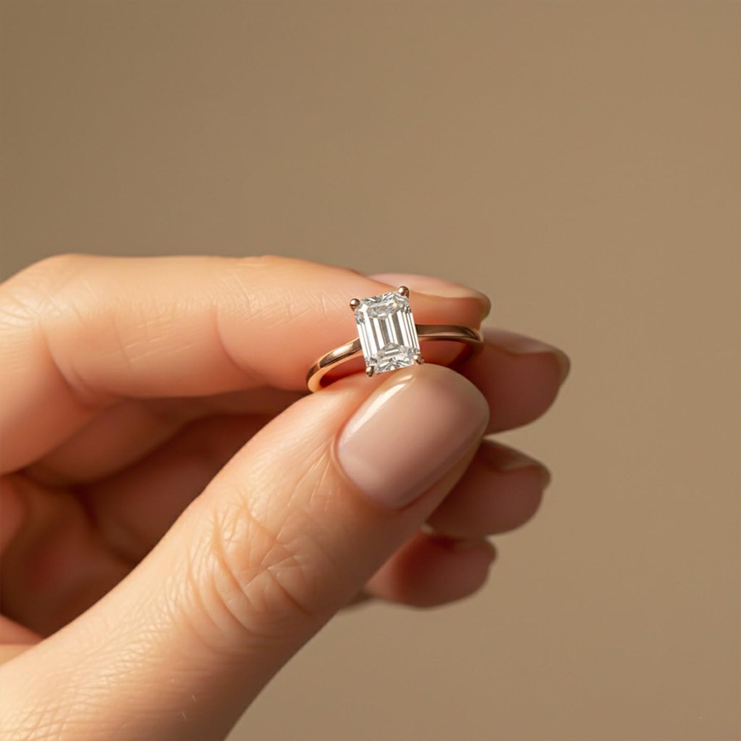 1Ctw Moissanite Cherry Modern Emerald Ring
