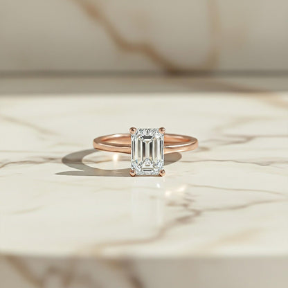 1Ctw Moissanite Cherry Modern Emerald Ring