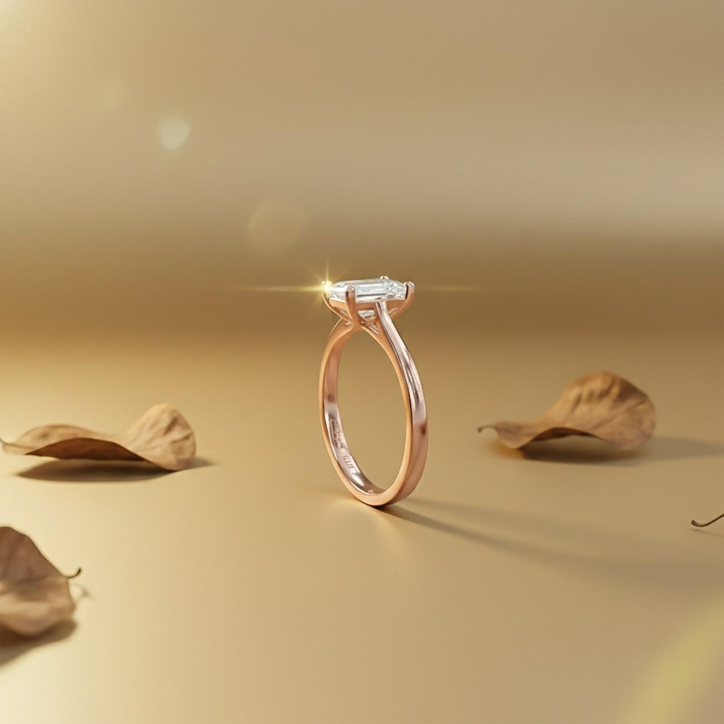 1Ctw Moissanite Cherry Modern Emerald Ring