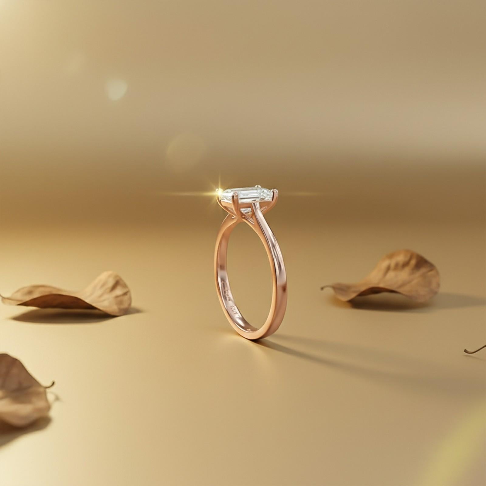 1Ctw Moissanite Cherry Modern Emerald Ring