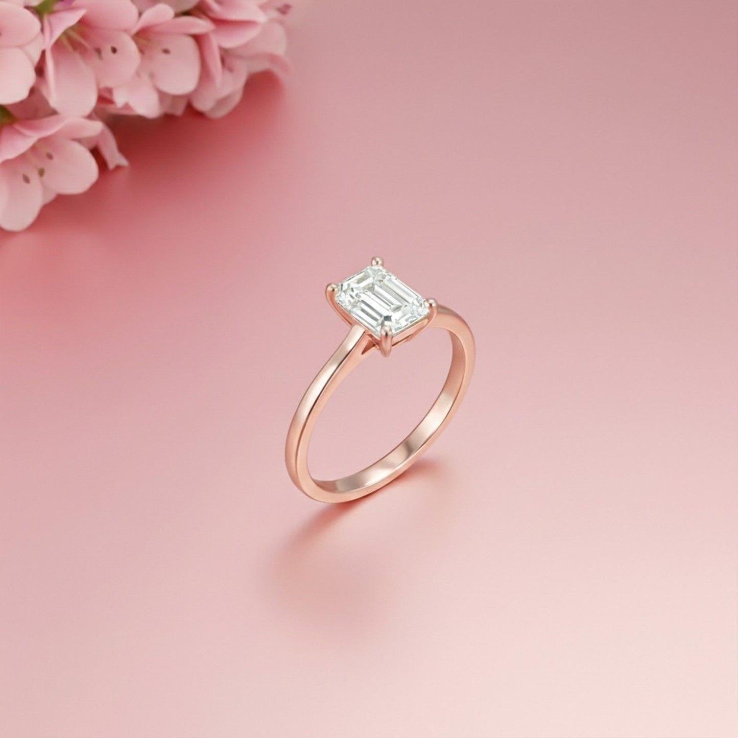 1Ctw Moissanite Cherry Modern Emerald Ring
