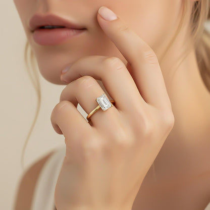 1Ctw Moissanite Cherry Modern Emerald Ring