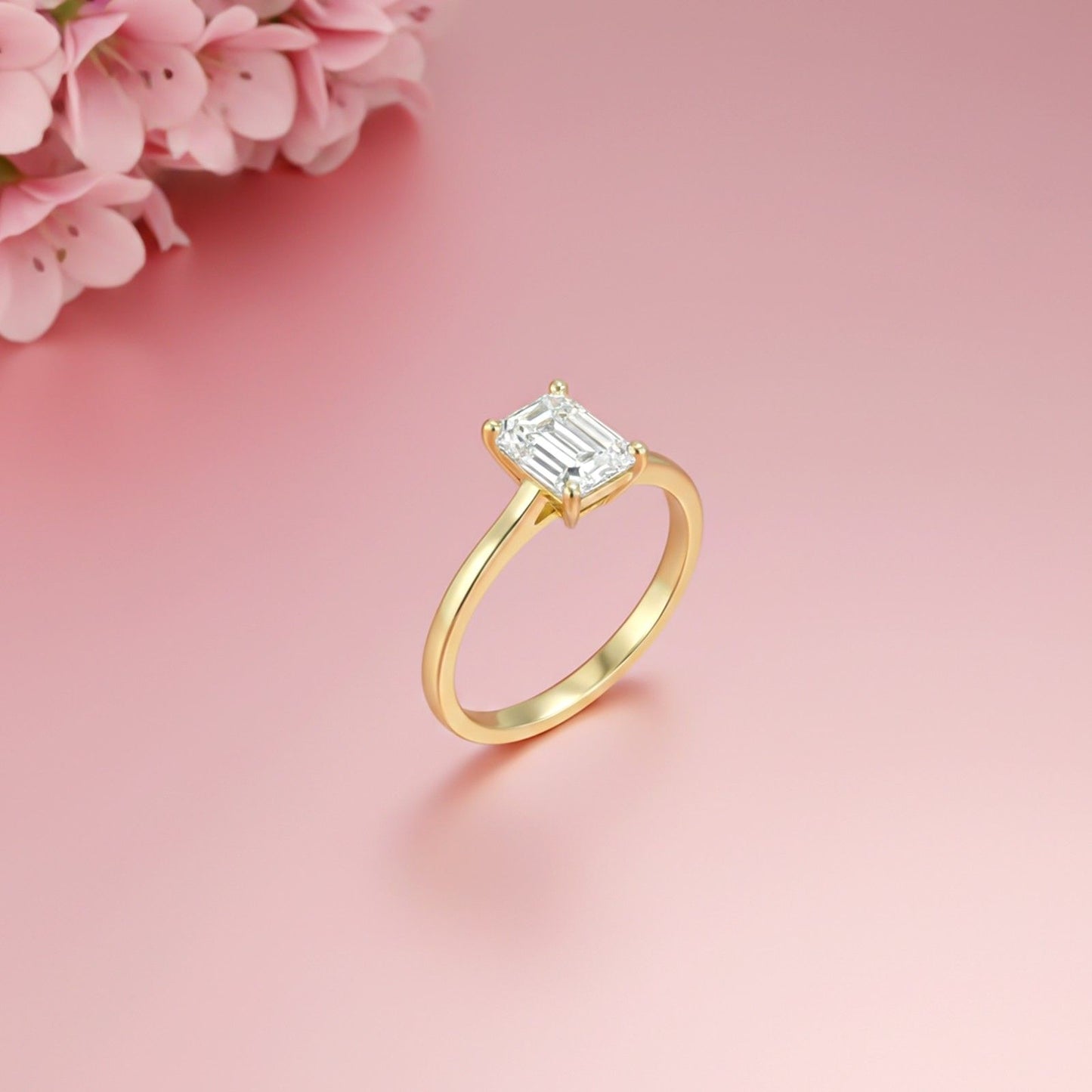 1Ctw Moissanite Cherry Modern Emerald Ring
