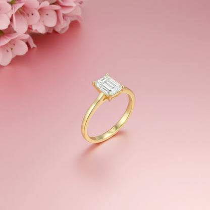 1Ctw Moissanite Cherry Modern Emerald Ring