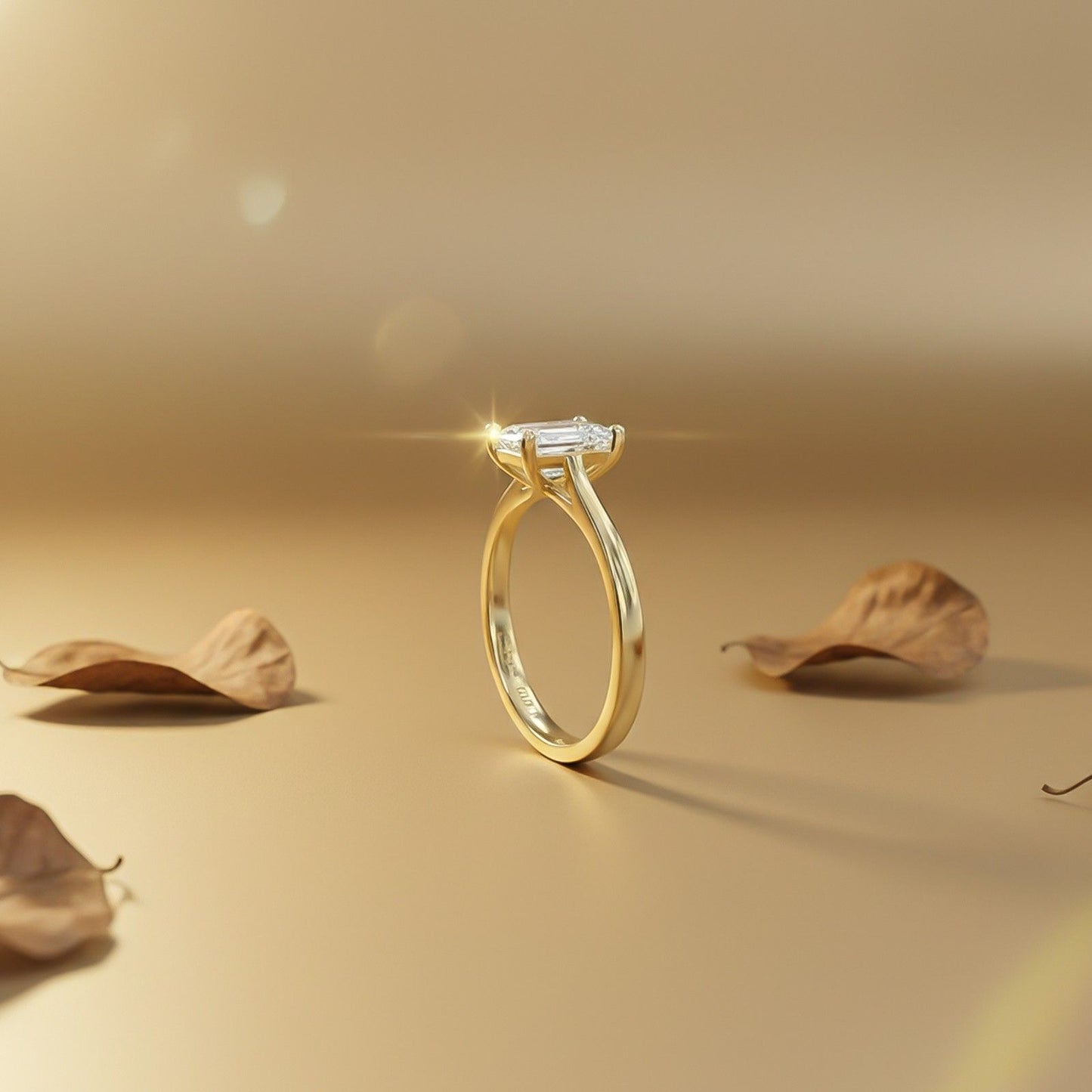 1Ctw Moissanite Cherry Modern Emerald Ring