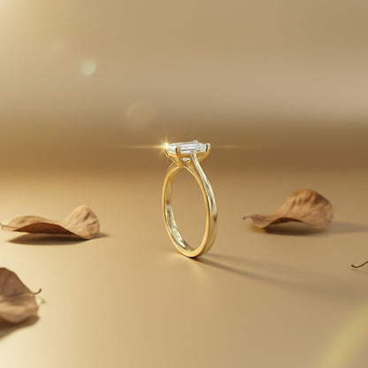1Ctw Moissanite Cherry Modern Emerald Ring