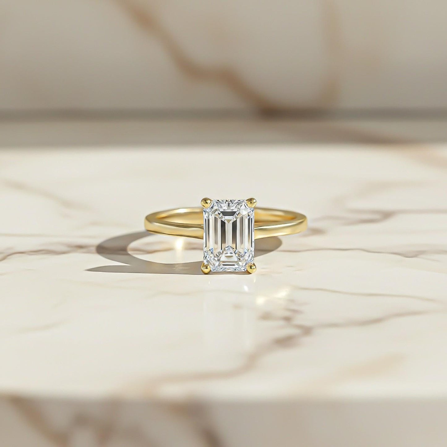 1Ctw Moissanite Cherry Modern Emerald Ring