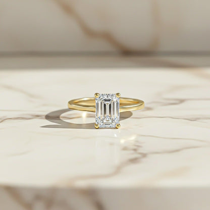 1Ctw Moissanite Cherry Modern Emerald Ring
