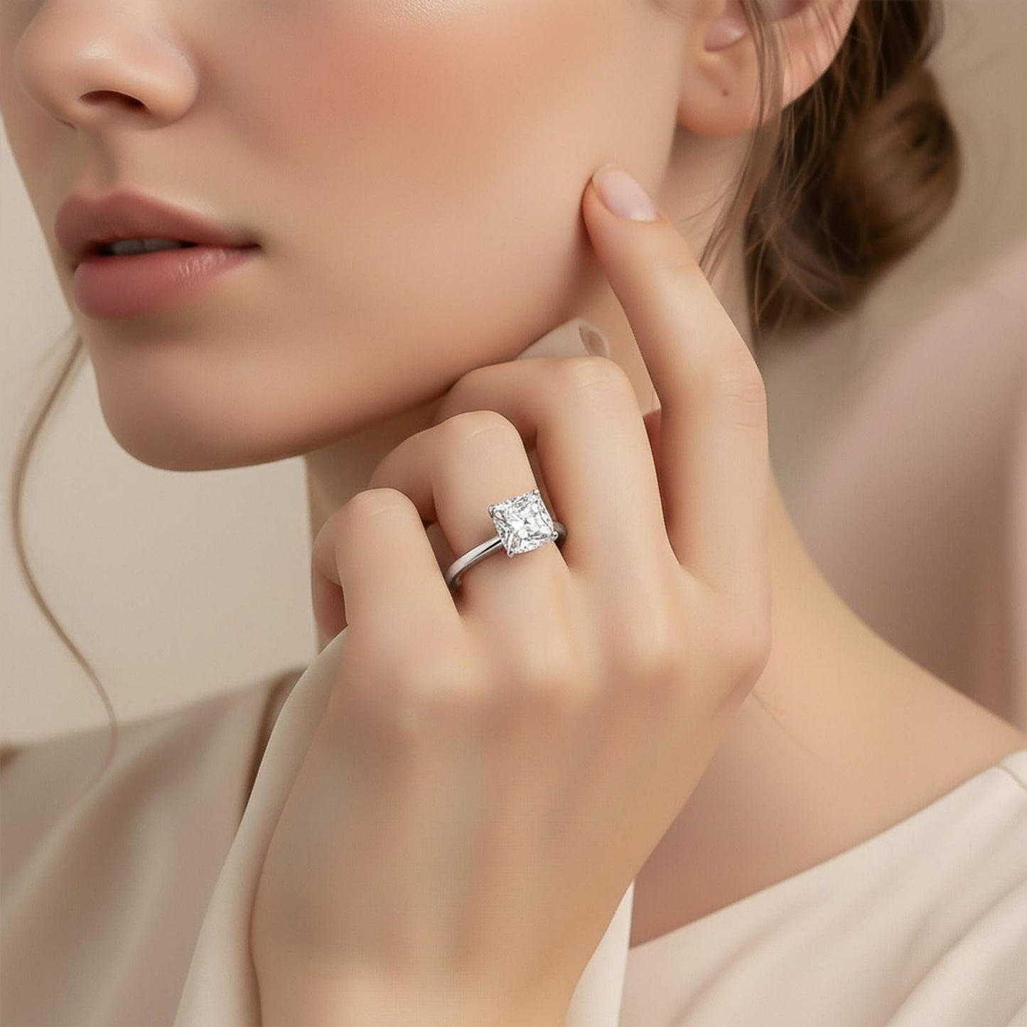 1.25Ctw Moissanite Danube Cushion Ring