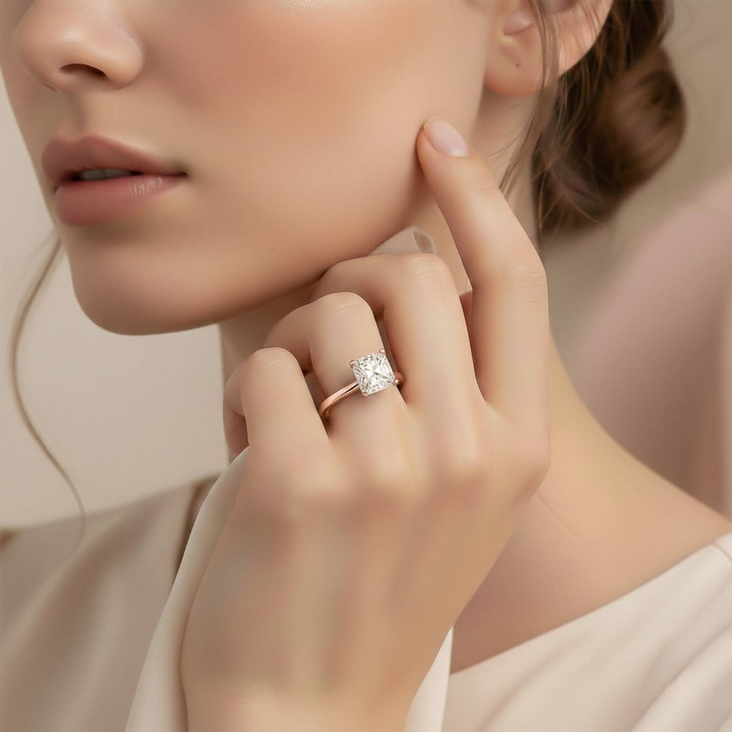 1.25Ctw Moissanite Danube Cushion Ring