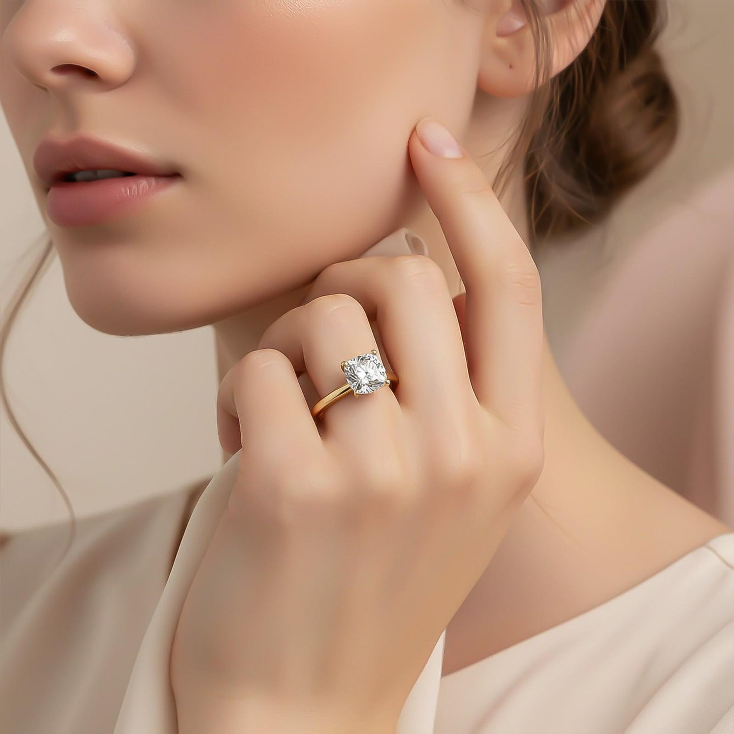 1.25Ctw Moissanite Danube Cushion Ring