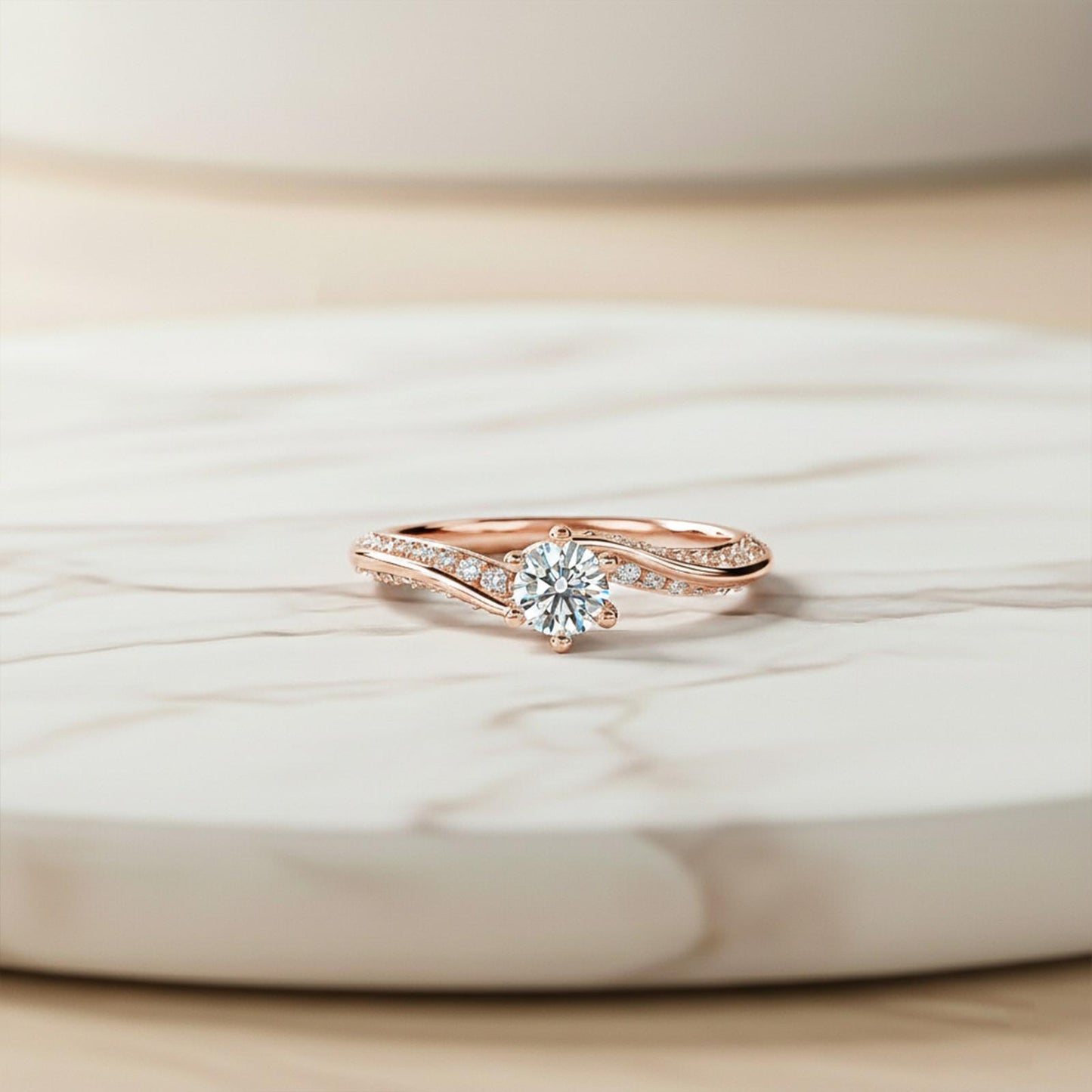 0.75Ctw Moissanite Willow Round Engagement Ring