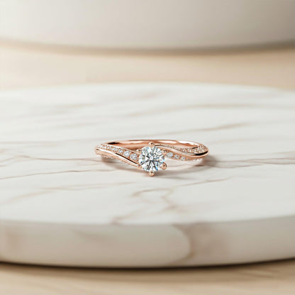 0.75Ctw Moissanite Willow Round Engagement Ring