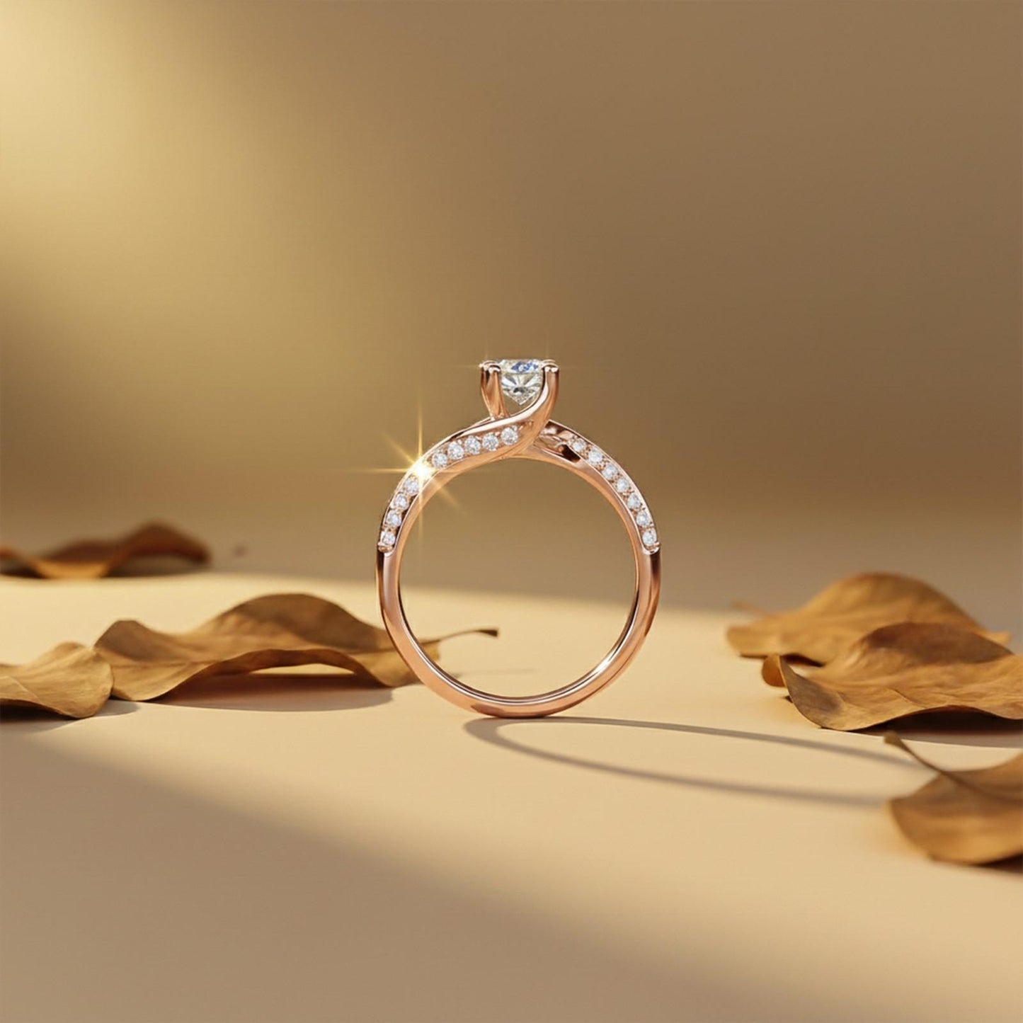 0.75Ctw Moissanite Willow Round Engagement Ring