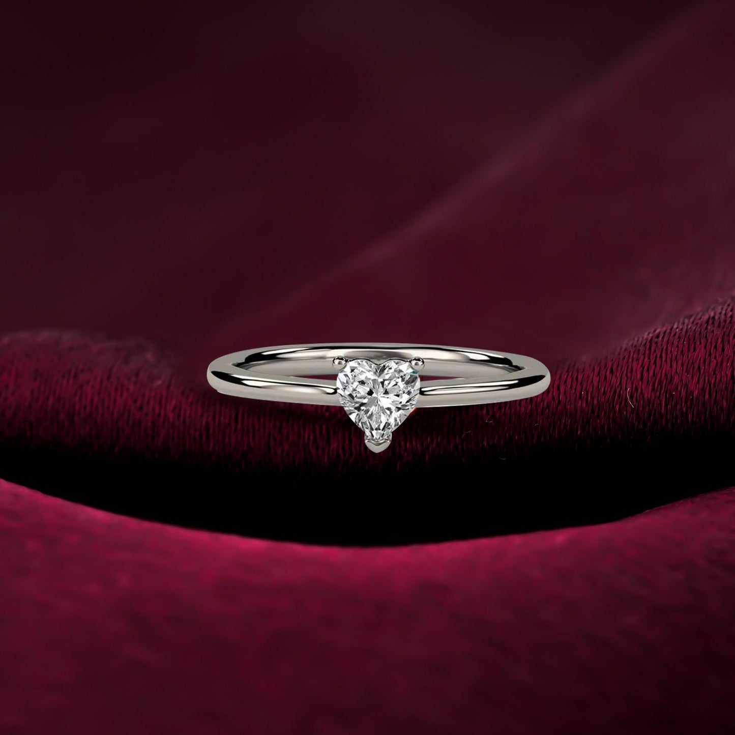 0.50Ctw Moissanite Blush Heart Minimalist Ring