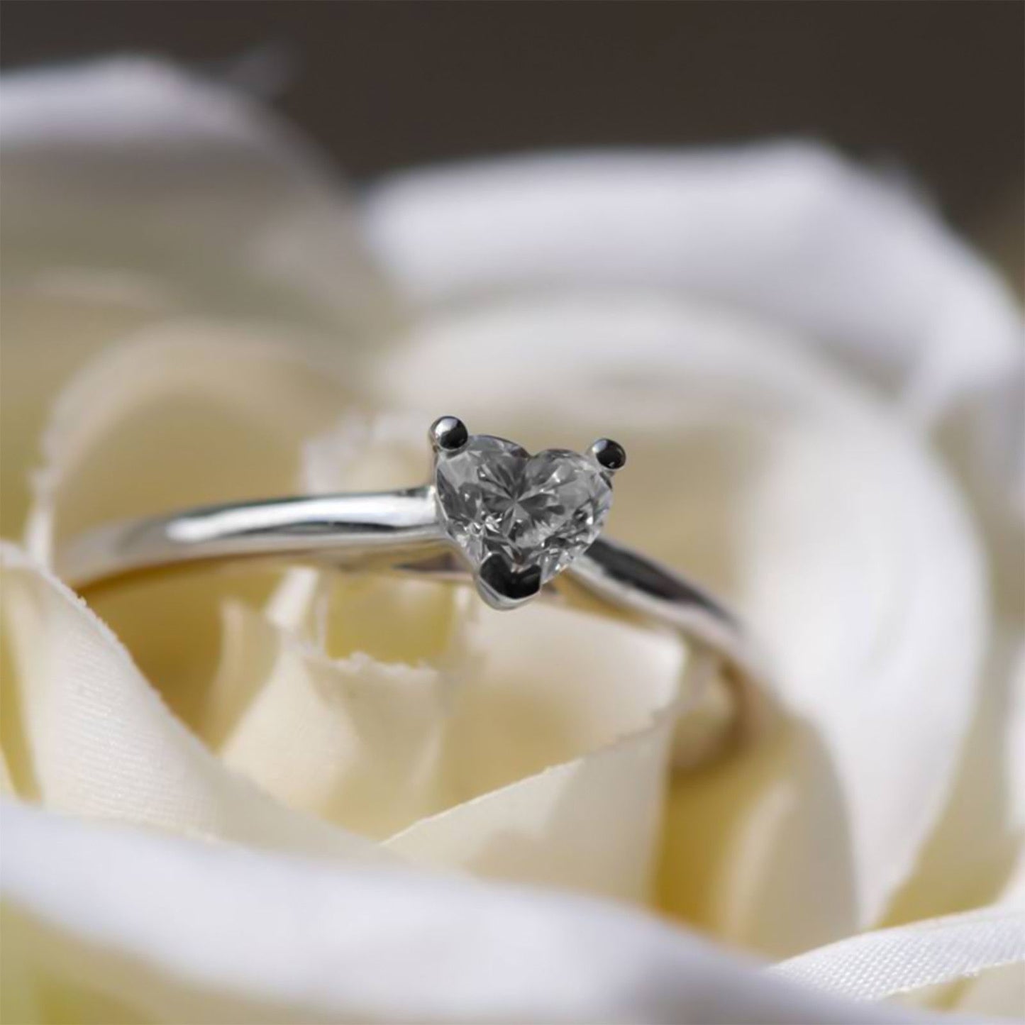 0.50Ctw Moissanite Blush Heart Minimalist Ring