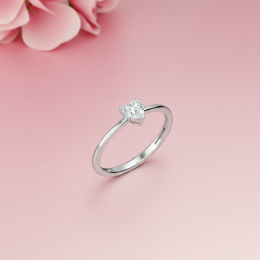 0.50Ctw Moissanite Blush Heart Minimalist Ring