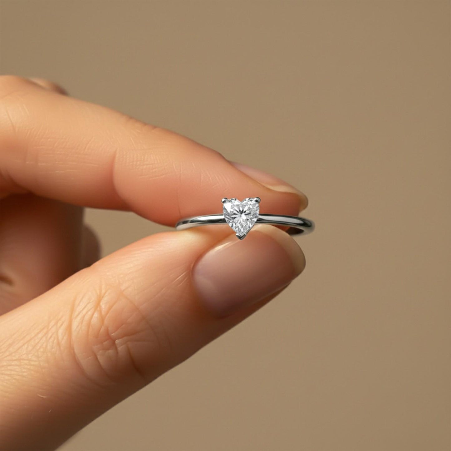 0.50Ctw Moissanite Blush Heart Minimalist Ring