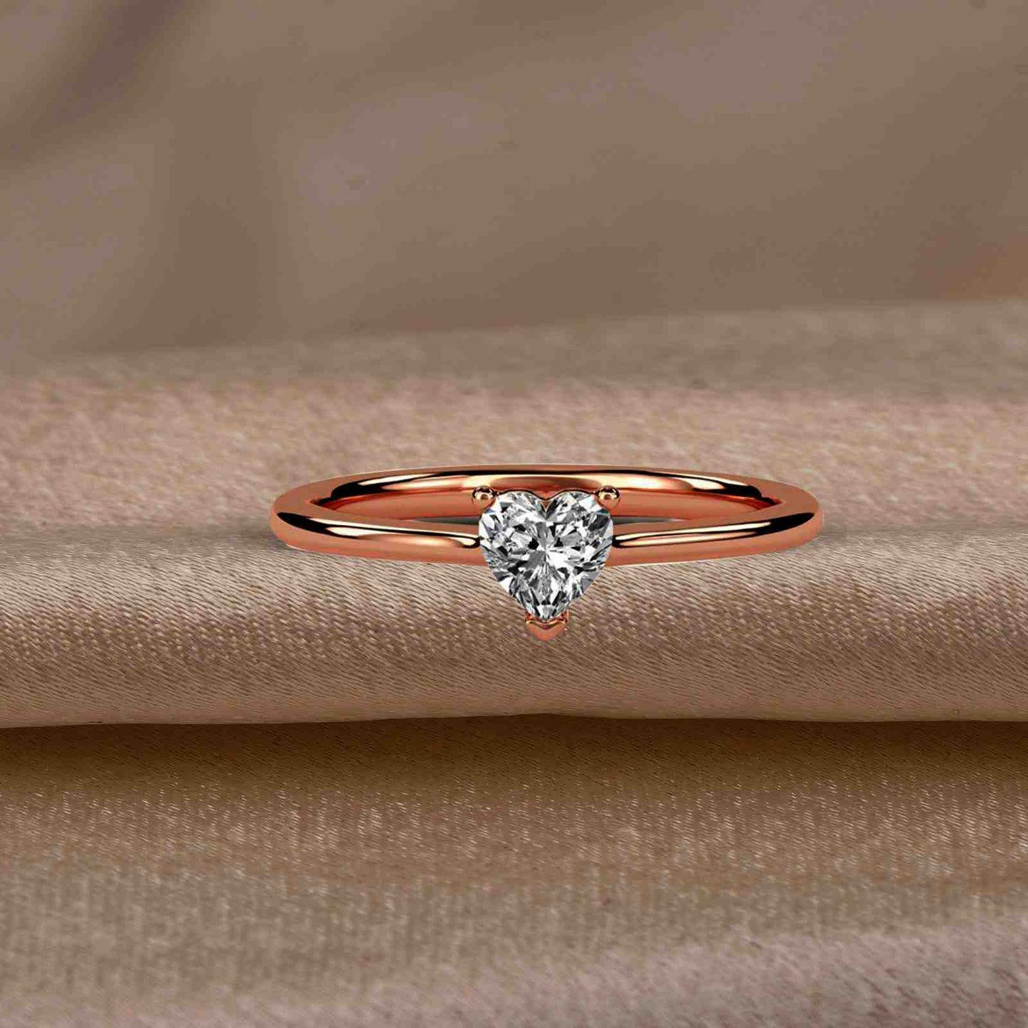 0.50Ctw Moissanite Blush Heart Minimalist Ring