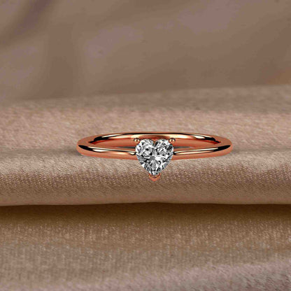 0.50Ctw Moissanite Blush Heart Minimalist Ring