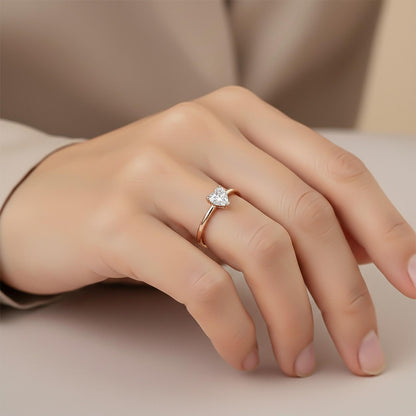 0.50Ctw Moissanite Blush Heart Minimalist Ring