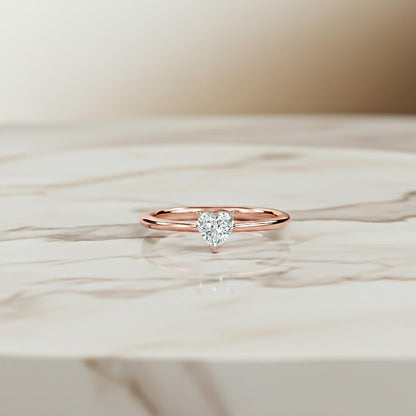 0.50Ctw Moissanite Blush Heart Minimalist Ring