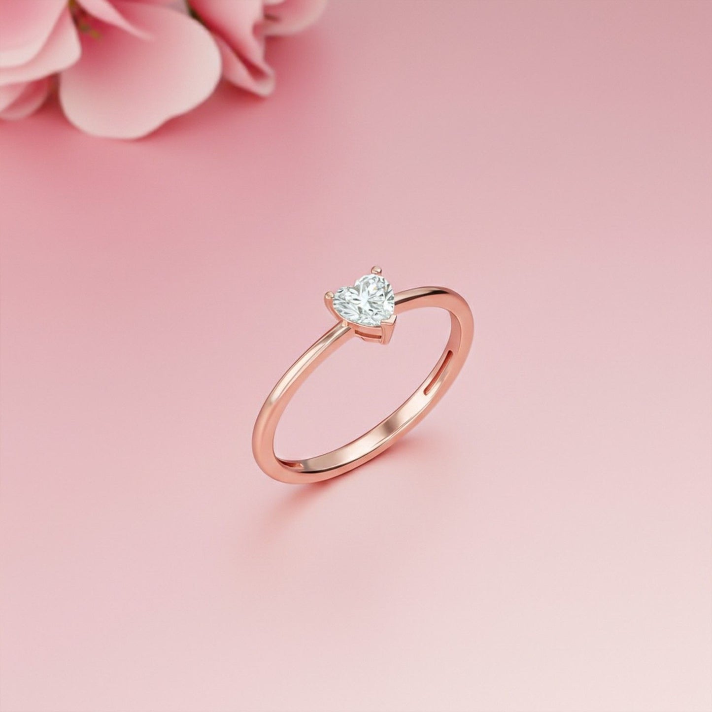 0.50Ctw Moissanite Blush Heart Minimalist Ring