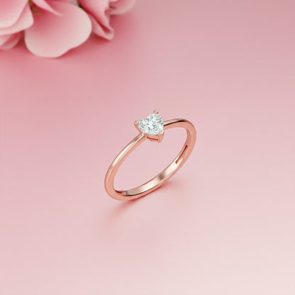 0.50Ctw Moissanite Blush Heart Minimalist Ring