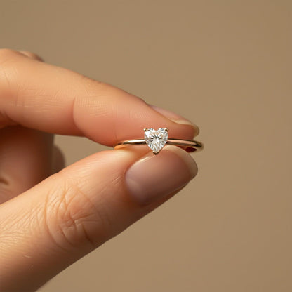0.50Ctw Moissanite Blush Heart Minimalist Ring
