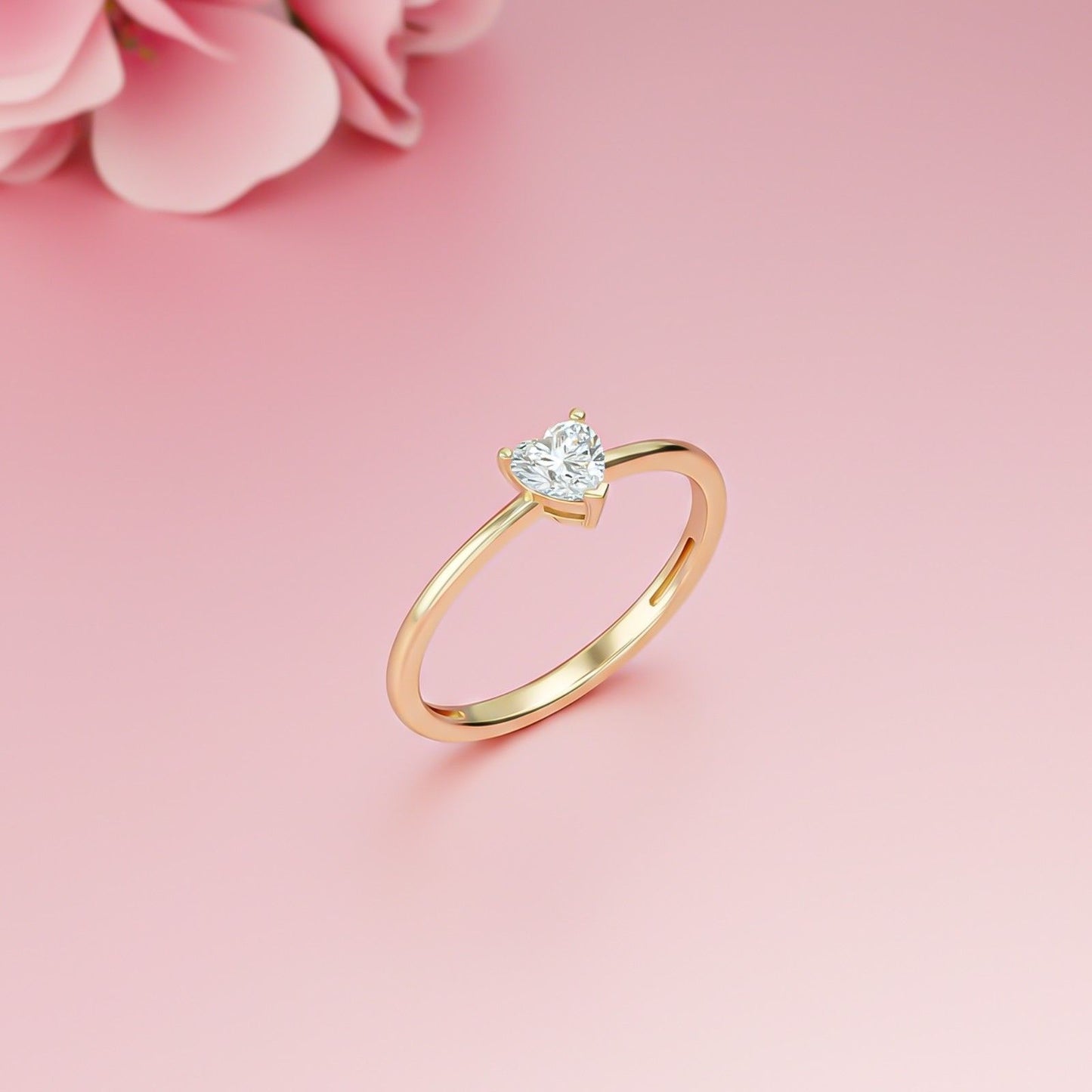 0.50Ctw Moissanite Blush Heart Minimalist Ring