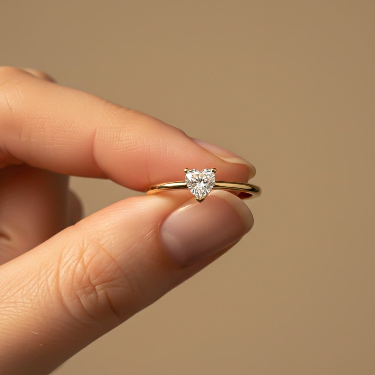 0.50Ctw Moissanite Blush Heart Minimalist Ring