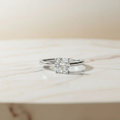 1Ctw Moissanite Solo Cushion Ring
