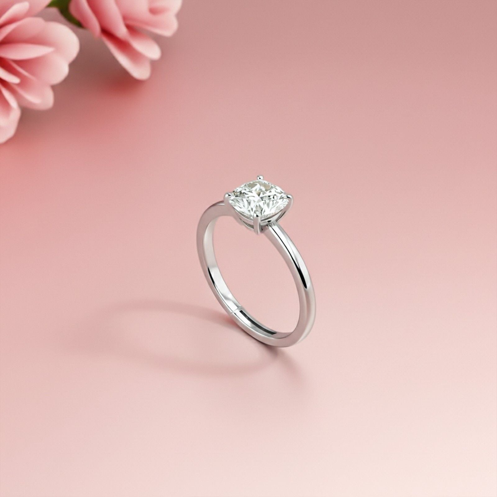 1Ctw Moissanite Solo Cushion Ring