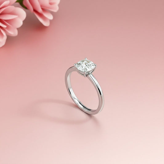 1Ctw Moissanite Solo Cushion Ring