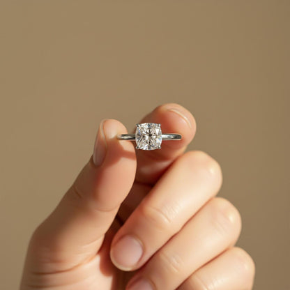 1Ctw Moissanite Solo Cushion Ring