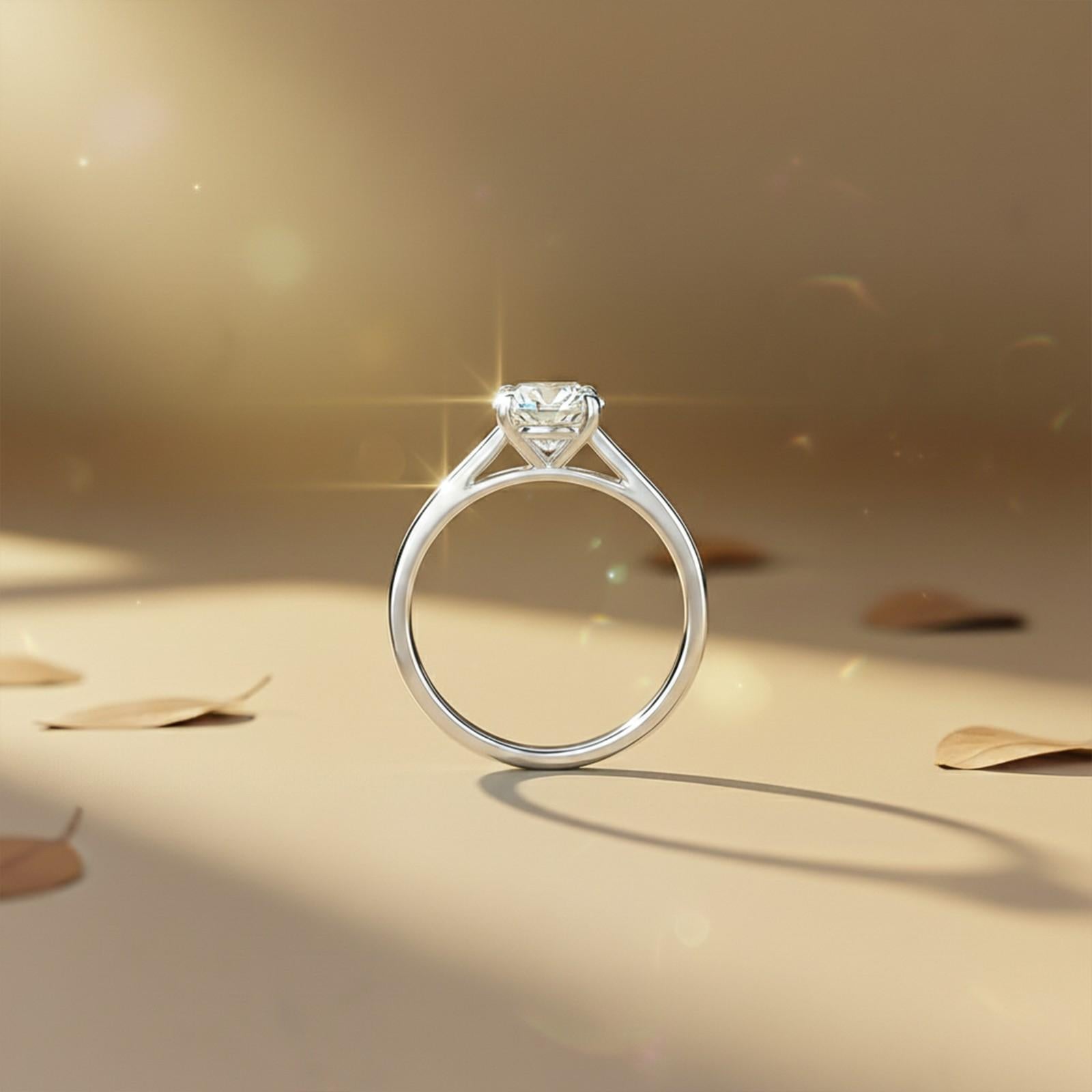 1Ctw Moissanite Solo Cushion Ring