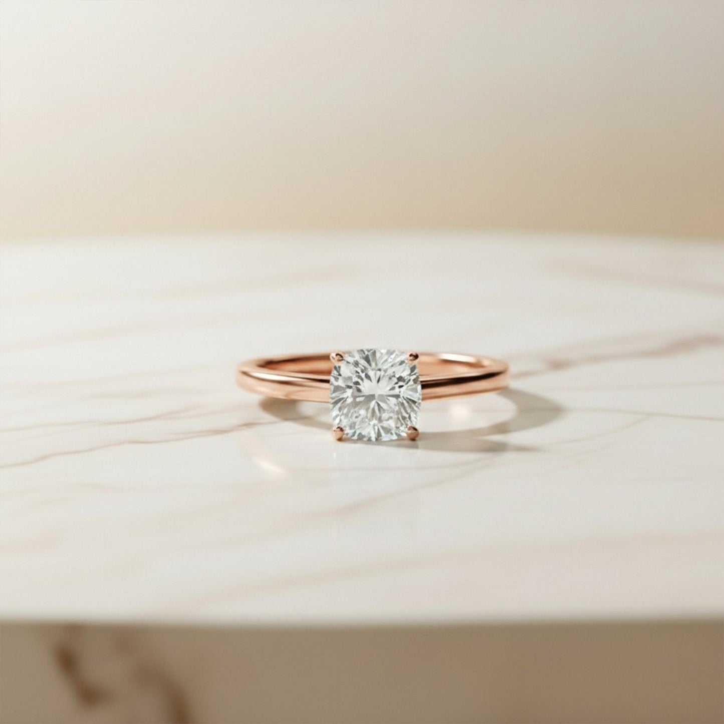 1Ctw Moissanite Solo Cushion Ring