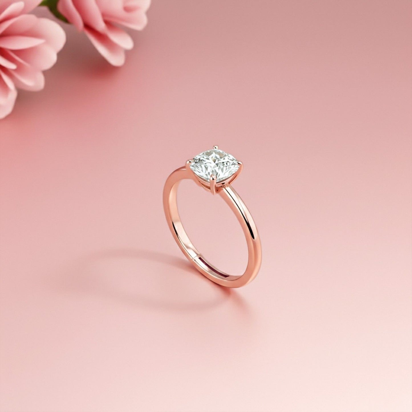 1Ctw Moissanite Solo Cushion Ring