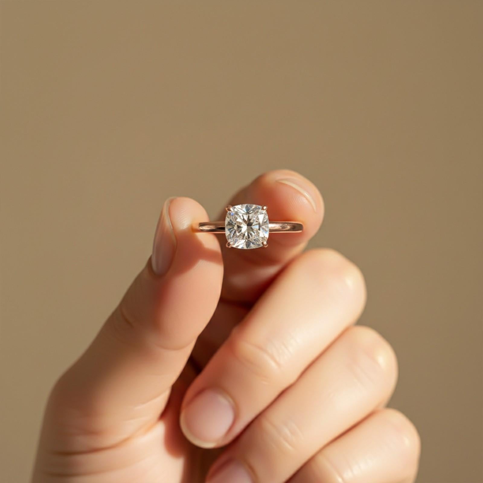 1Ctw Moissanite Solo Cushion Ring