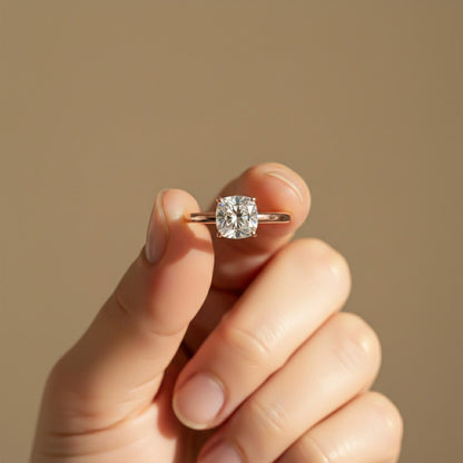 1Ctw Moissanite Solo Cushion Ring